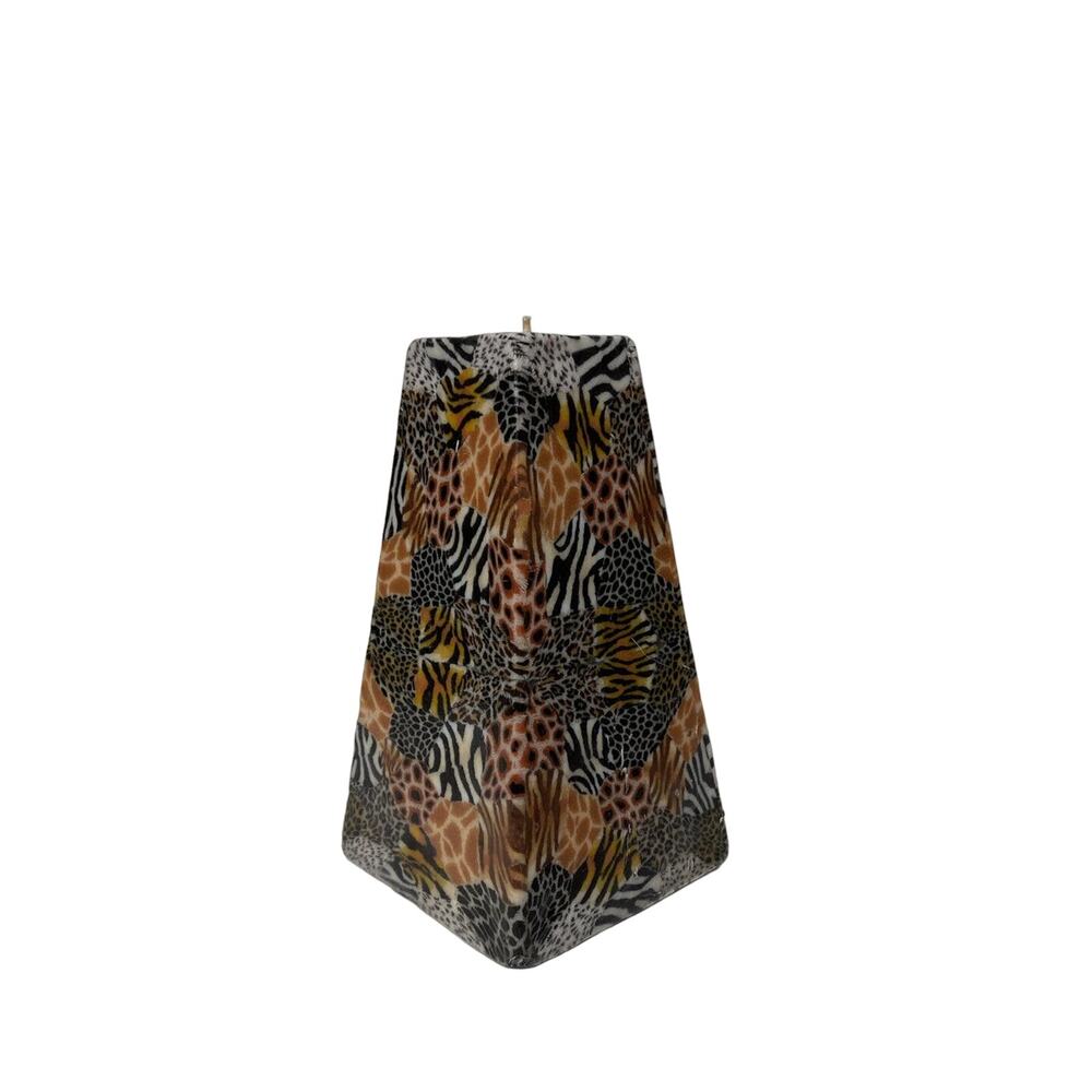 4 Sided UNIQUE Wild Animal Print Pyramid Candle Unburned- Read Description